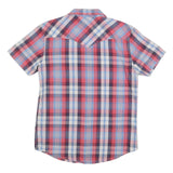 LEVI'S Mens Blue & Red Check Shirt S Short Sleeve Button Casual Cotton Blend