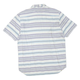 VANS Mens White & Blue Striped Shirt XL Cotton Blend Short Sleeve Casual