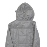 GUESS Womens Grey Hooded Quilted Jacket S Polyester Blend Zip Casual Outerwear