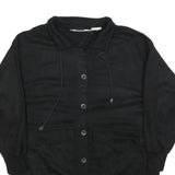 SPECIAL EVENTS Womens Black Collared L Cotton Blend Sweatshirt Button Front