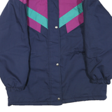 SEQUENCE Womens Purple & Green Blue Colourblock Zip Jacket L Polyester Blend