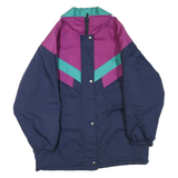 SEQUENCE Womens Purple & Green Blue Colourblock Zip Jacket L Polyester Blend