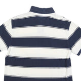 TOMMY HILFIGER Mens Blue & White Striped Short Sleeve Polo Shirt L Classic Fit