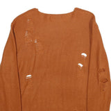 WHY NOT BRAND Mens Rust Patterned Jumper Crew Neck Chunky Knit M Distressed