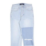 HOLLISTER Womens Regular Fit Blue Denim Button Closure Jeans W26 L27 Patch