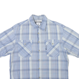 COLUMBIA Mens Blue & White Check Shirt S Cotton Blend Casual Summer Lightweight