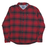 CHAPS Mens Red & Black Checked Shirt 2XL Cotton Blend Classic Casual Long Sleeve