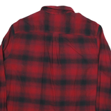CHAPS Mens Red & Black Checked Shirt 2XL Cotton Blend Classic Casual Long Sleeve