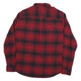 CHAPS Mens Red & Black Checked Shirt 2XL Cotton Blend Classic Casual Long Sleeve