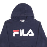 FILA Mens Navy Blue Pullover Hoodie M Cotton Blend Casual Logo Sweatshirt
