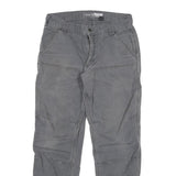 CARHARTT Mens Relaxed Grey Cotton Blend Trouser W30 L29 Workwear Zip Closure