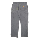 CARHARTT Mens Relaxed Grey Cotton Blend Trouser W30 L29 Workwear Zip Closure