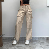Motivi Cargo Trousers - 27W UK 8 Beige Cotton Blend