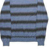 TOMMY HILFIGER Mens Blue & Grey Striped Pattern V-Neck Basic Knit Jumper L