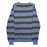 TOMMY HILFIGER Mens Blue & Grey Striped Pattern V-Neck Basic Knit Jumper L