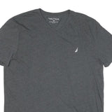 NAUTICA Mens Grey V-Neck T-Shirt 2XL Cotton Blend Casual Summer Wear