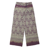 Womens Cotton Blend Beige & Purple Relaxed Wide-Leg Trousers W27 L26 Patterned