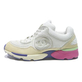 CHANEL Womens White Beige Synthetic Trainers UK 3 Luxury Brand Colourful Sole
