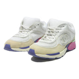 CHANEL Womens White Beige Synthetic Trainers UK 3 Luxury Brand Colourful Sole