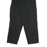 GREENVILLAGE Womens Cotton Blend Black Relaxed Drawstring Trousers W24 L32