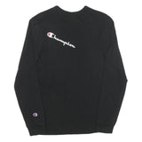 CHAMPION Mens Black Graphic T-Shirt S Long Sleeve Crew Neck Cotton Blend
