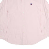 TOMMY HILFIGER Mens Pink & Blue Cotton Shirt L Classic Button Down Oxford