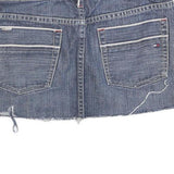 TOMMY HILFIGER Womens Blue Denim Mini Cotton Blend Skirt M Frayed Hem Casual