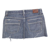 TOMMY HILFIGER Womens Blue Denim Mini Cotton Blend Skirt M Frayed Hem Casual