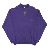 BASICLINE YORK Mens Purple 1/4 Zip M Sweatshirt Casual Cotton Blend Pullover