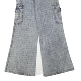 FIONELLA Womens Regular Fit Wide-Leg Denim Light Wash W30 L34 Cargo Pockets Zip