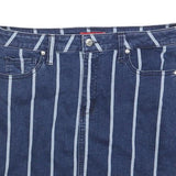 GUESS Womens Blue Stripe Denim Mini Skirt Cotton Blend M Casual Chic Summer