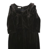 SCAPA Womens Black Velvet Shift Dress Polyester Long Sleeve Knee Length UK L