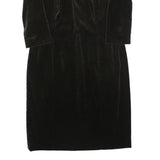 SCAPA Womens Black Velvet Shift Dress Polyester Long Sleeve Knee Length UK L
