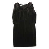SCAPA Womens Black Velvet Shift Dress Polyester Long Sleeve Knee Length UK L