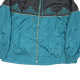 LAVON Womens Blue & Black Jacket L Nylon Plain Zip Lightweight Casual