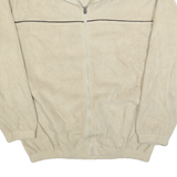 HAGGAR Mens Beige Brown Polyester Plain Full Zip Jumper M Comfortable Casual