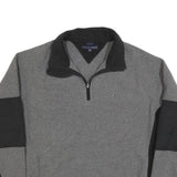 TOMMY HILFIGER Mens Grey & Black Pullover Plain V-Neck Basic Knit XL Zip Jumper