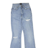 BOG Womens Regular Fit Flared Denim Light Blue Cotton Blend Jeans W24 L32 Zip