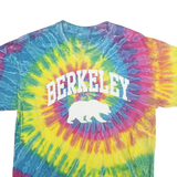 DYENOMITE Mens Blue & Yellow Tie Dye Berkeley Graphic T-Shirt L Short Sleeve