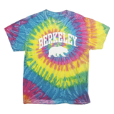 DYENOMITE Mens Blue & Yellow Tie Dye Berkeley Graphic T-Shirt L Short Sleeve