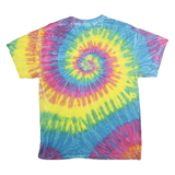 DYENOMITE Mens Blue & Yellow Tie Dye Berkeley Graphic T-Shirt L Short Sleeve