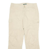 LAUREN RALPH LAUREN Womens Cotton Blend Beige Regular Fit Straight Leg Trousers