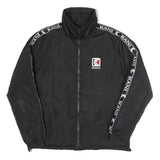 KARL KANI Mens Black & Teal Track Jacket L Polyester Blend Woven Zip Stand-Up