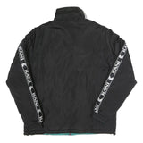 KARL KANI Mens Black & Teal Track Jacket L Polyester Blend Woven Zip Stand-Up