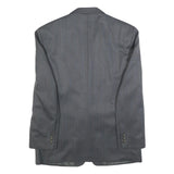 Mens Grey Wool Blend Plain Classic Tailored Jacket L Button Closure