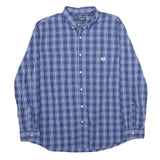 CHAPS Mens Blue & White Check Shirt XL Button-Down Collar Casual Cotton
