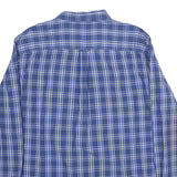 CHAPS Mens Blue & White Check Shirt XL Button-Down Collar Casual Cotton