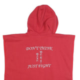 BUDO Womens Red Hoodie L Japanese Symbol Cotton Blend Hooded Top