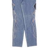 OPPIE Womens Regular Fit Blue Denim Rinse Wash W26 L29 Embroidered Jeans