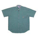TOMMY HILFIGER Mens Green L Button Down Shirt Cotton Short Sleeve Casual